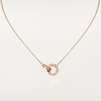 [Cyra]  LOVE 7.6MM NECKLACE ROSE GOLD AND SILVER  FULL DIAMOND