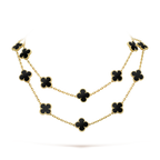 [Cyra]  CLOVER 20 MOTIFS ONYX NECKLACE