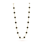 [Cyra]  CLOVER 20 MOTIFS ONYX NECKLACE