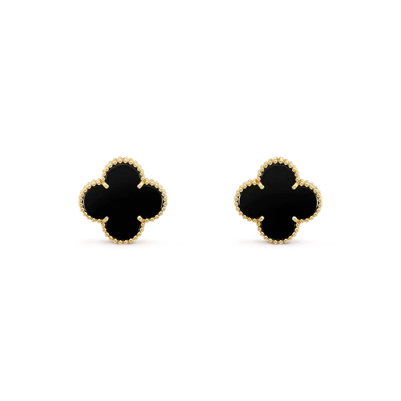 [Cyra] CLOVER MEDIUM 1 MOTIV ONYX OHRSTECKER