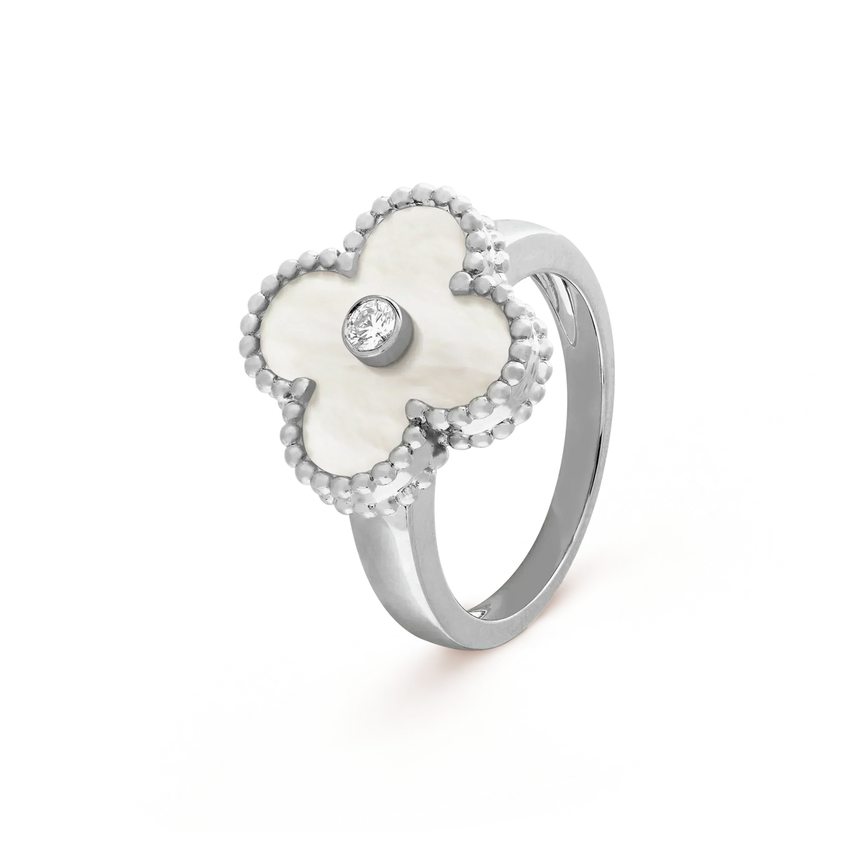 [Cyra] CLOVER SILVER MOP DIAMANT RING
