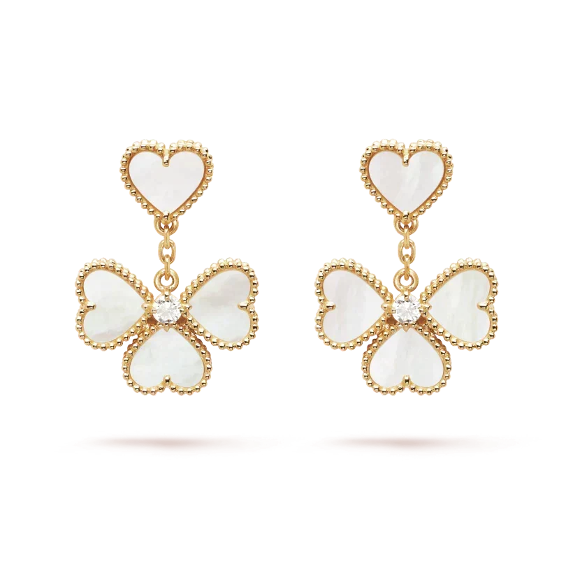 [Cyra]  CLOVER SWEET WHITE MOP EARRINGS
