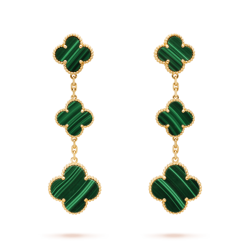 [Cyra]  CLOVER MALACHITE 3 MOTIFS GOLD