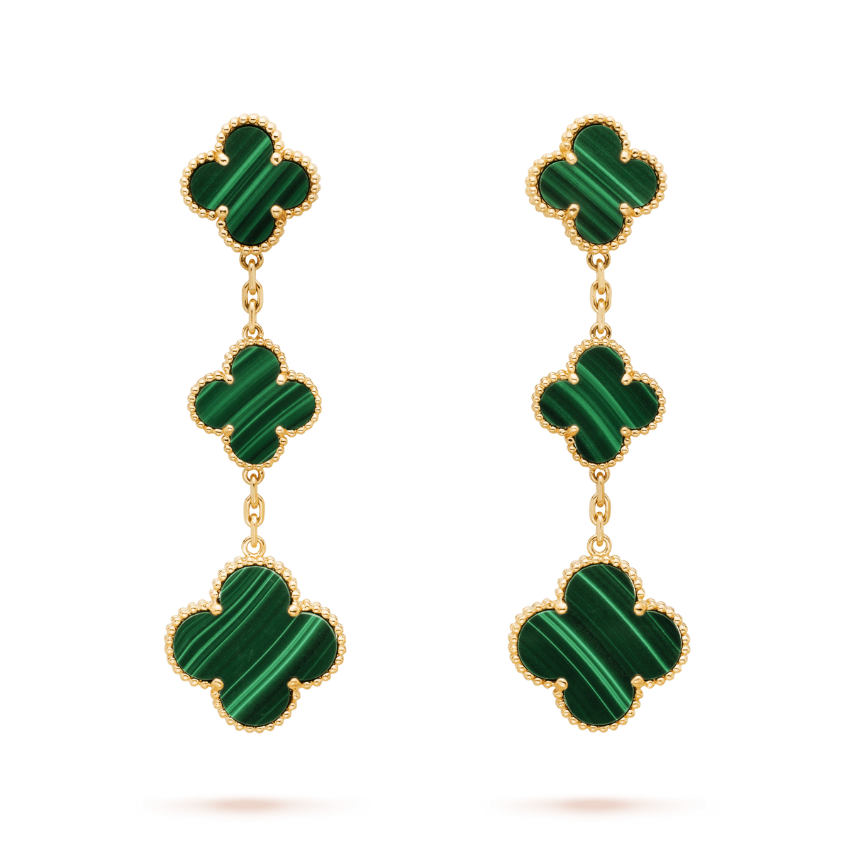 [Cyra]  CLOVER MALACHITE 3 MOTIFS GOLD