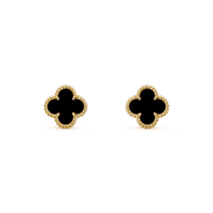 [Cyra]  CLOVER MINI 9.5MM BLACK MOP EARRINGS