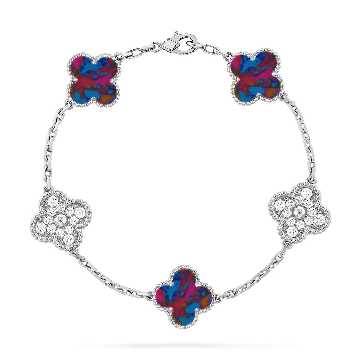 [Cyra] New CLOVER 5 MOTIF COLOR GEMSTONES BRACELET COLLECTION