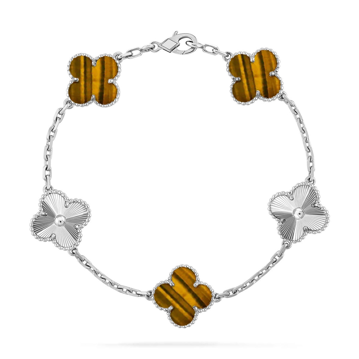 [Cyra] New  CLOVER 5 MOTIFS TIGER EYE BRACELET COLLECTION