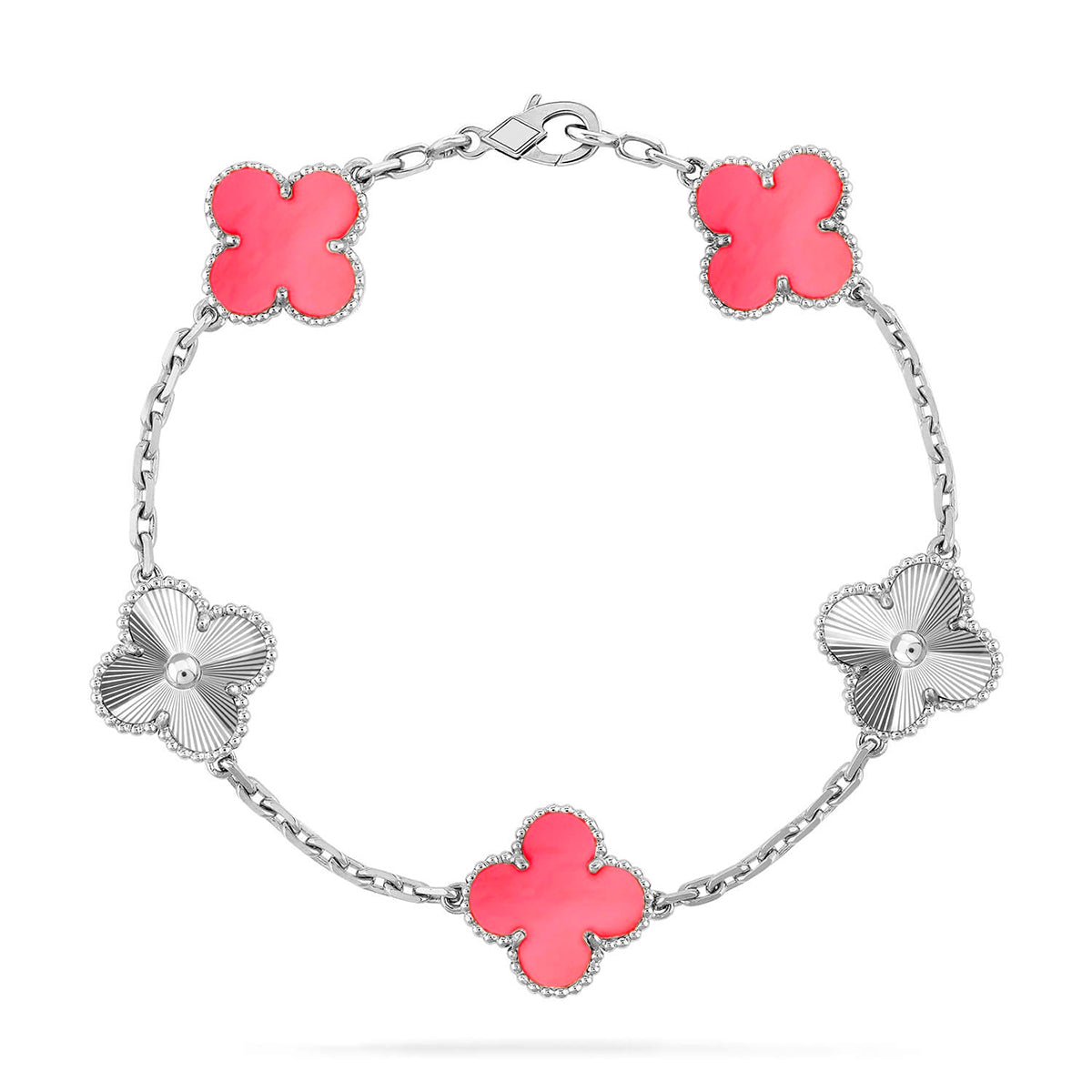 [Cyra] 新作 CLOVER 5 MOTIFS PINK MOP ブレスレット コレクション