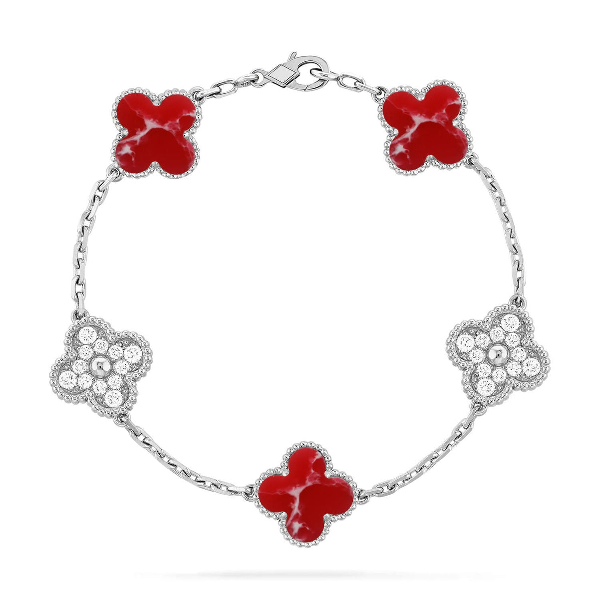 [Cyra] New CLOVER 5 MOTIF RED PATTERN BRACELET COLLECTION