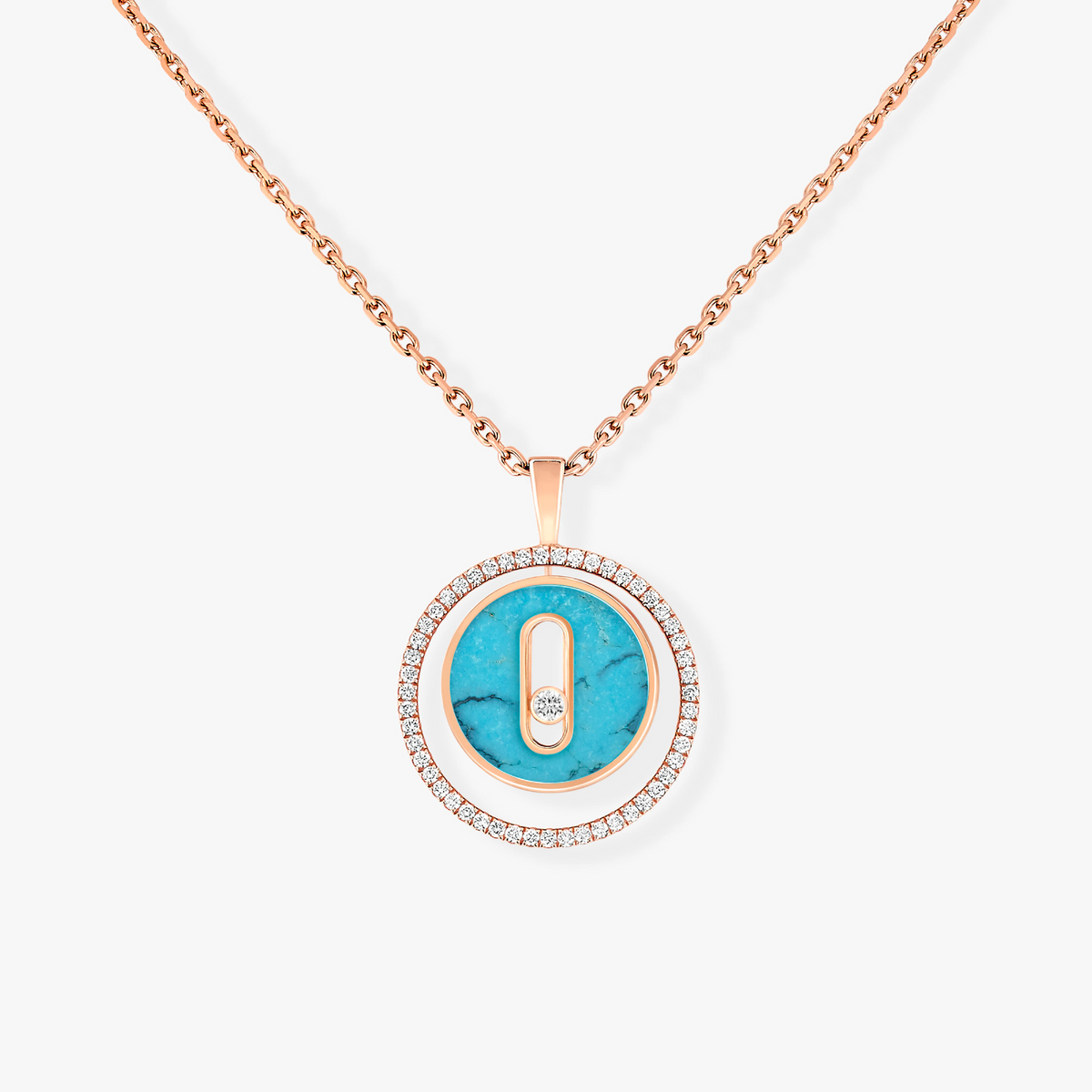 [Cyra]   MOVE 1 DIAMOND TÜRKIS ROSÉGOLD DIAMANT-HALSKETTE
