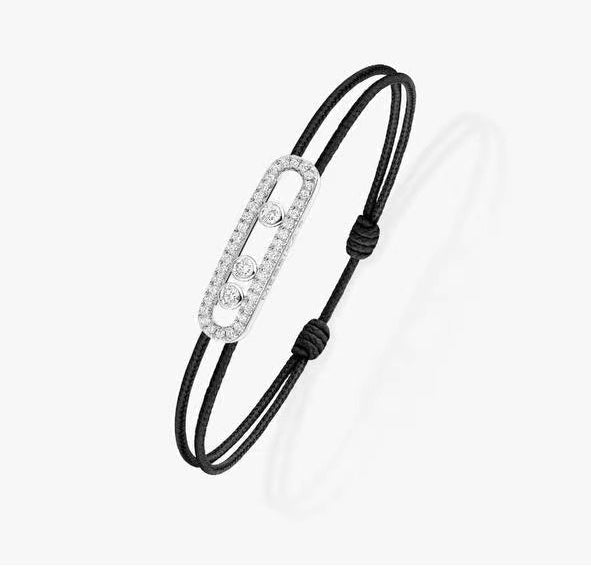 [Cyra] Messika Care(s) Armband aus rosafarbenem Kordel mit Pavé-Besatz