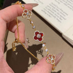 [Cyra]  CLOVER 5 MOTIF PINK BLUE RED WHITE BRACELET