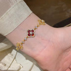 [Cyra]  CLOVER 5 MOTIF PINK BLUE RED WHITE BRACELET