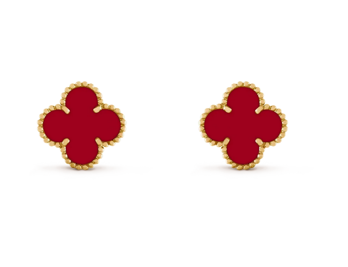 [Cyra]  CLOVER 20MM RED AGATE EARRINGS