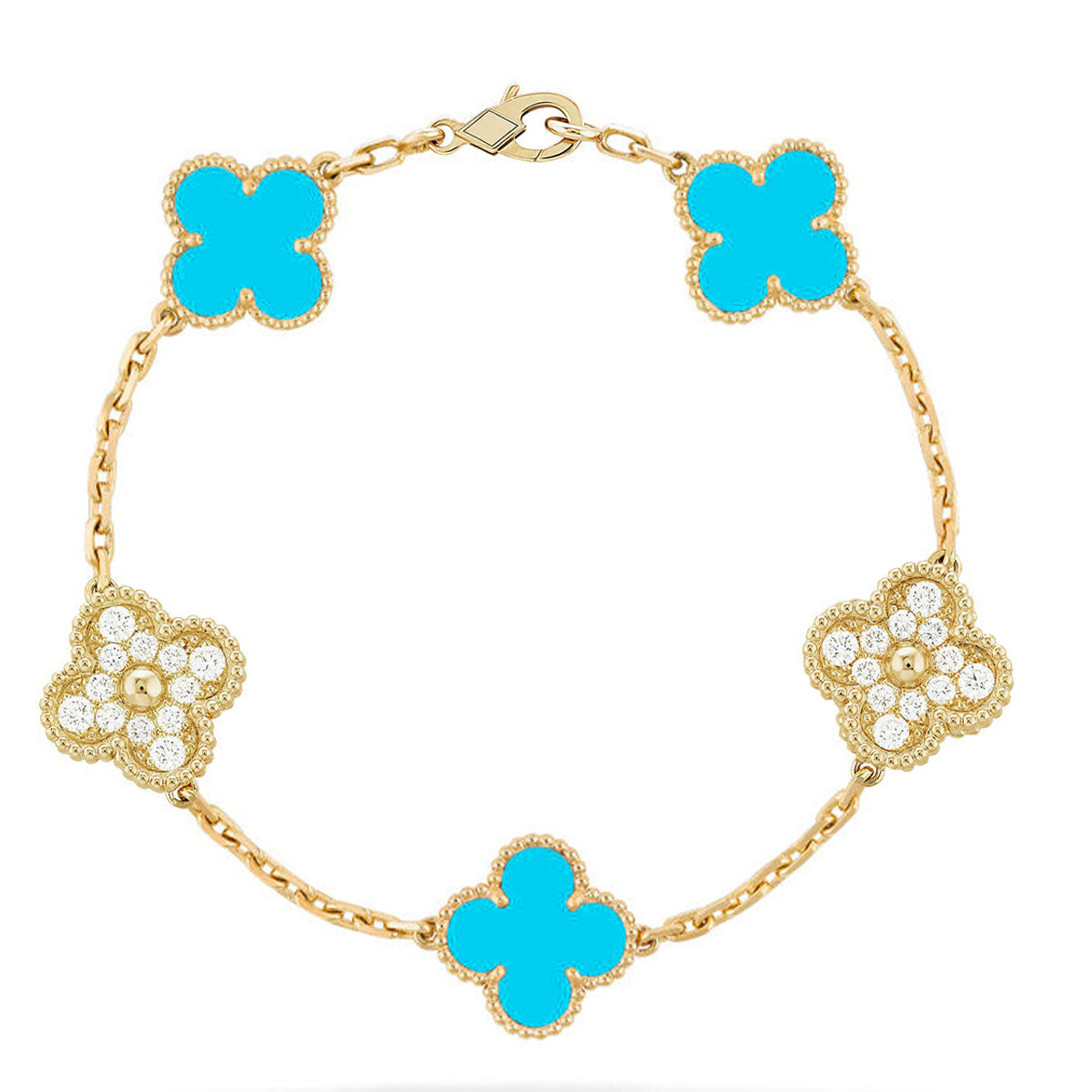 [Cyra] New  CLOVER 5 MOTIF TURQUOISE BRACELET COLLECTION