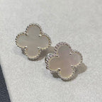 [Cyra]  CLOVER LARGE (20mm) 1 MOTIFS WHITE MOP STUD EARRINGS