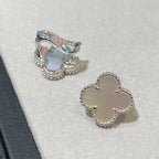 [Cyra]  CLOVER LARGE (20mm) 1 MOTIFS WHITE MOP STUD EARRINGS