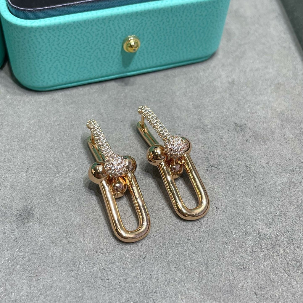 [Cyra]  TF U-shaped diamond earrings