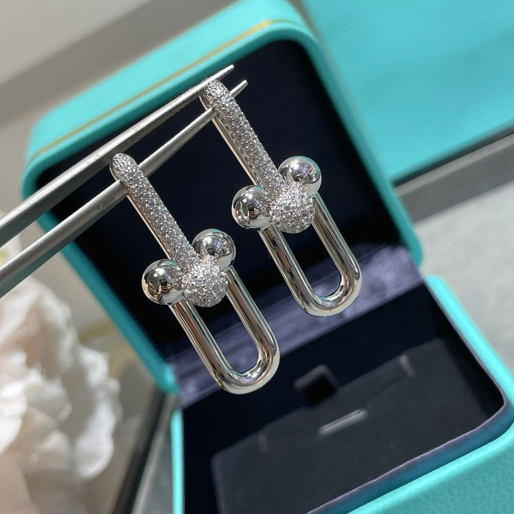 [Cyra]  TF U-shaped diamond earrings