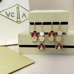 [Cyra]  LUCKY LADYBUG WHITE MOP EARRINGS