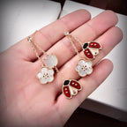 [Cyra]  LUCKY LADYBUG WHITE MOP EARRINGS