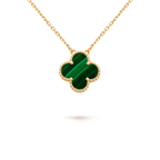 [Cyra]  CLOVER 15MM MALACHITE SINGLE FLOWER  NECKLACE