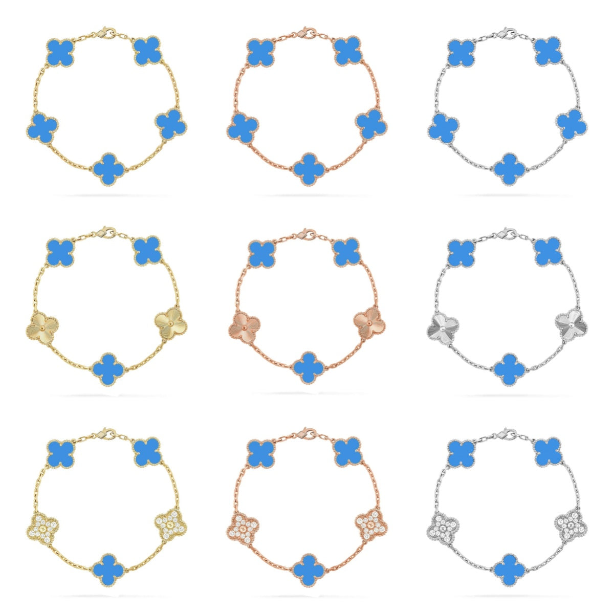 [Cyra] New CLOVER 5 MOTIF BLUE AGATE BRACELET COLLECTION