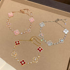 [Cyra]  CLOVER 5 MOTIF PINK BLUE RED WHITE BRACELET