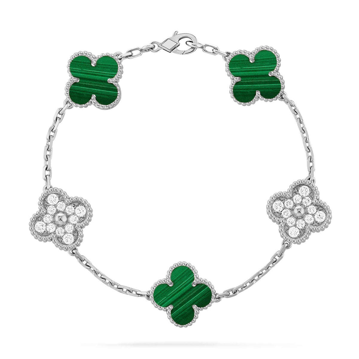 [Cyra] New  CLOVER 5 MOTIF MALACHITE BRACELET COLLECTION