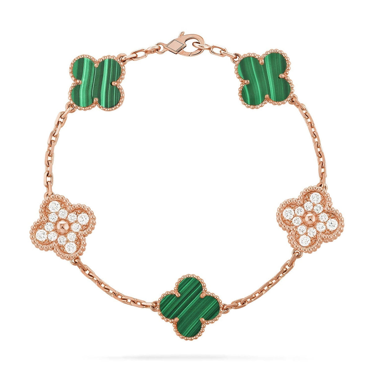[Cyra] New  CLOVER 5 MOTIF MALACHITE BRACELET COLLECTION