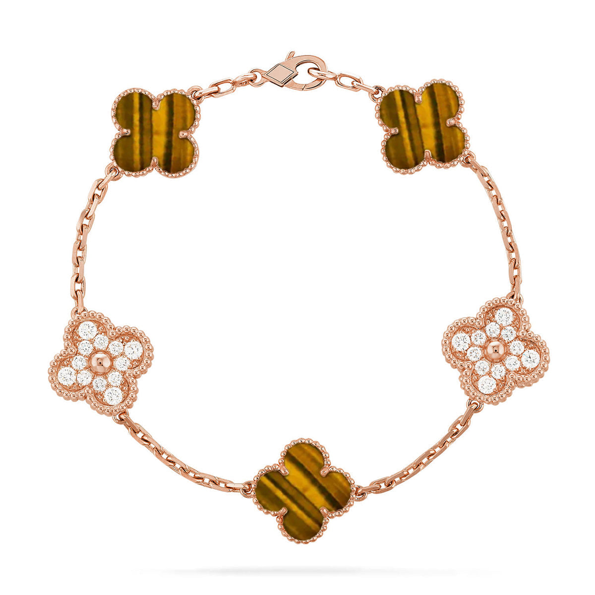 [Cyra] New  CLOVER 5 MOTIFS TIGER EYE BRACELET COLLECTION
