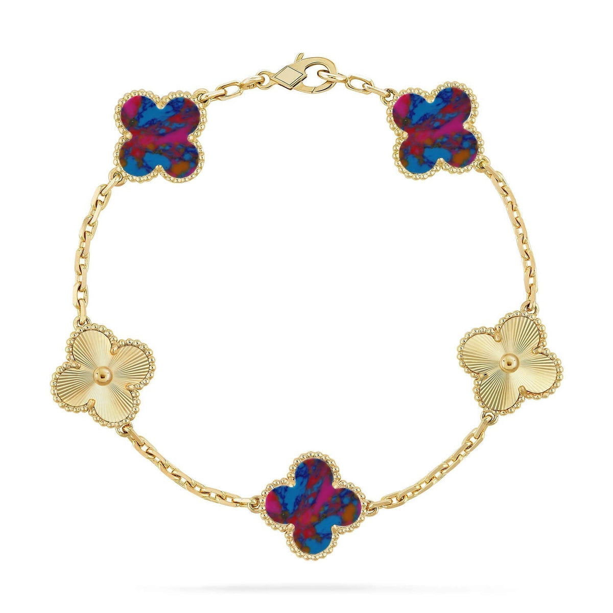 [Cyra] New CLOVER 5 MOTIF COLOR GEMSTONES BRACELET COLLECTION