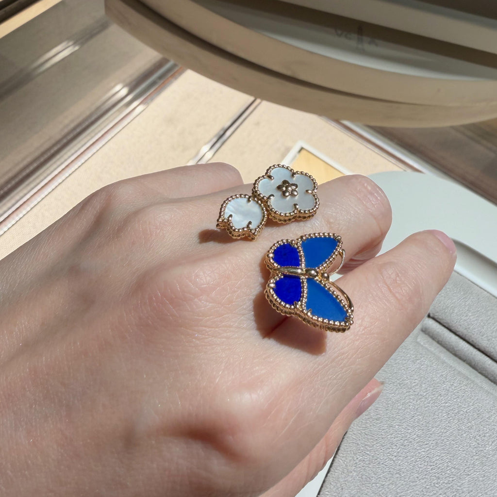 [Cyra]  2026 NEW MODEL SPRING LUCKY 3 MOTIF GOLD RING