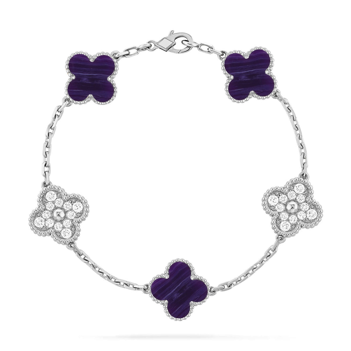 [Cyra] New CLOVER 5 MOTIF PURPLE STRIPES BRACELET COLLECTION