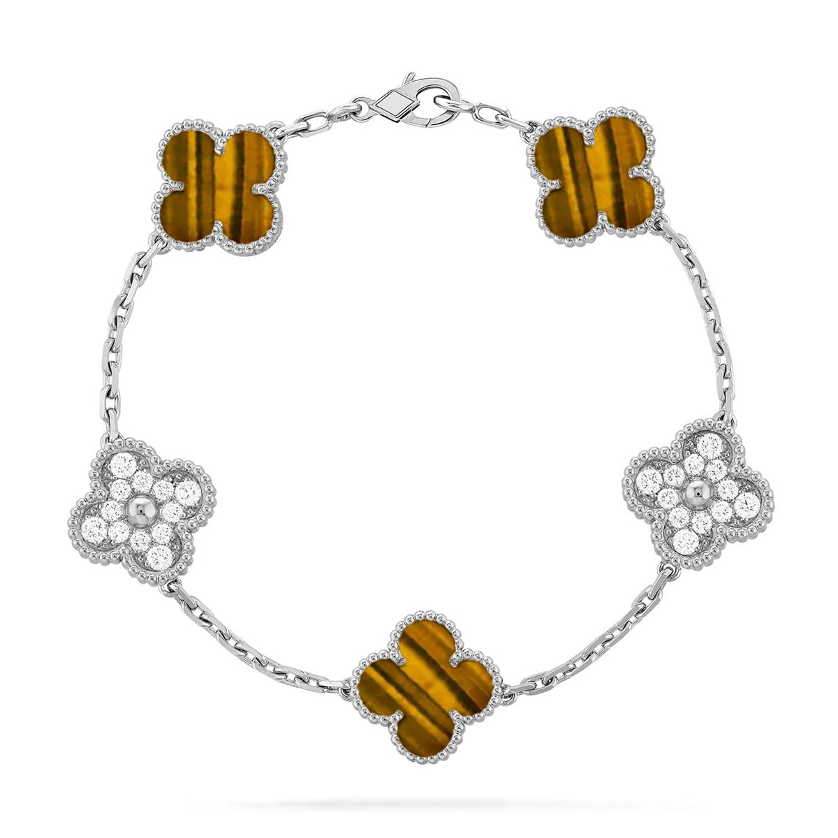 [Cyra] New  CLOVER 5 MOTIFS TIGER EYE BRACELET COLLECTION