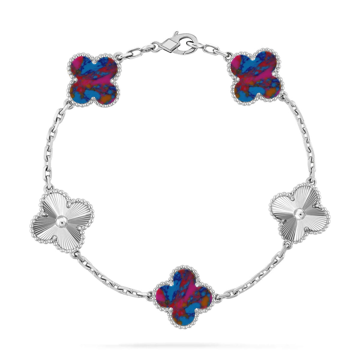 [Cyra] New CLOVER 5 MOTIF COLOR GEMSTONES BRACELET COLLECTION