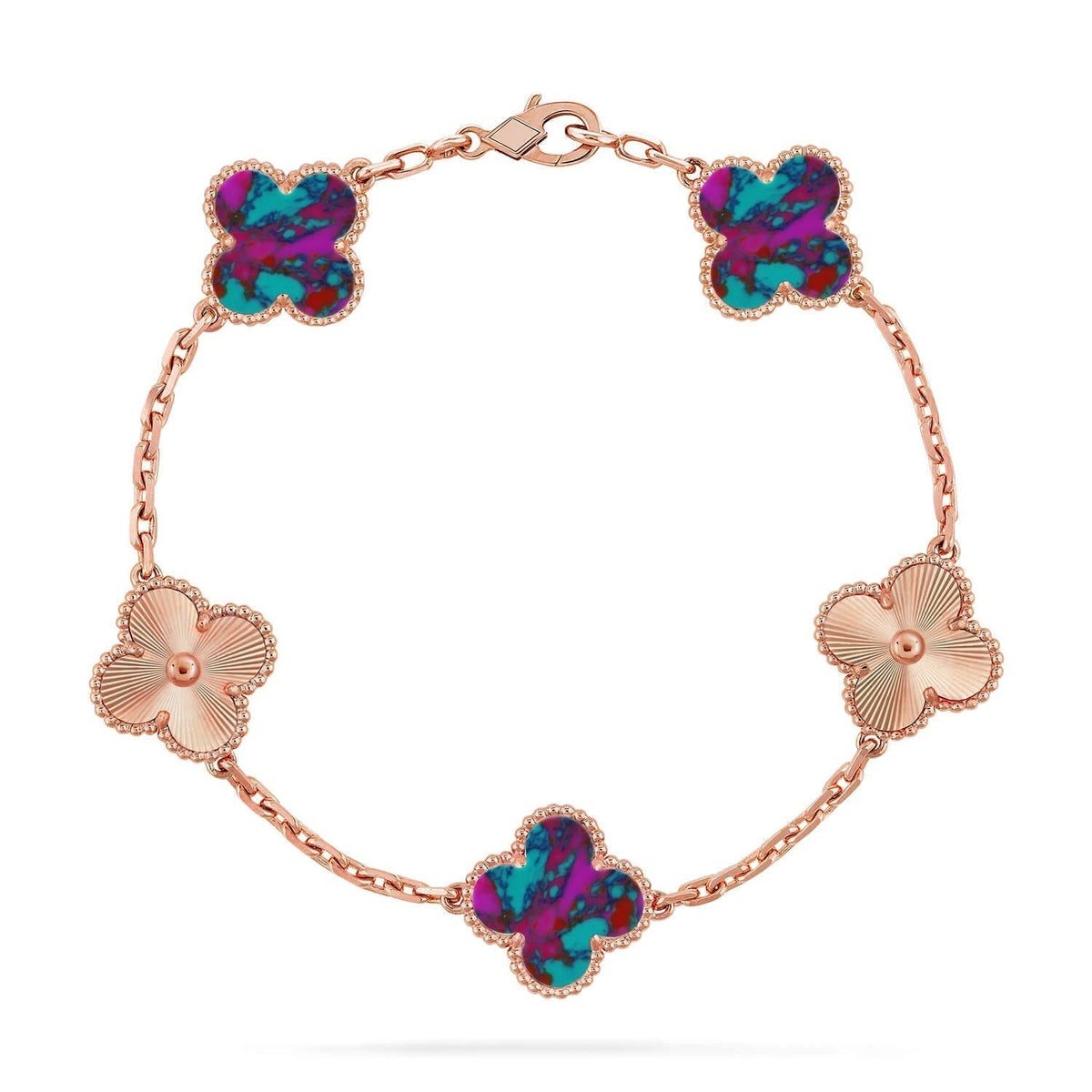 [Cyra] New CLOVER 5 MOTIF COLOR GEMSTONES BRACELET COLLECTION