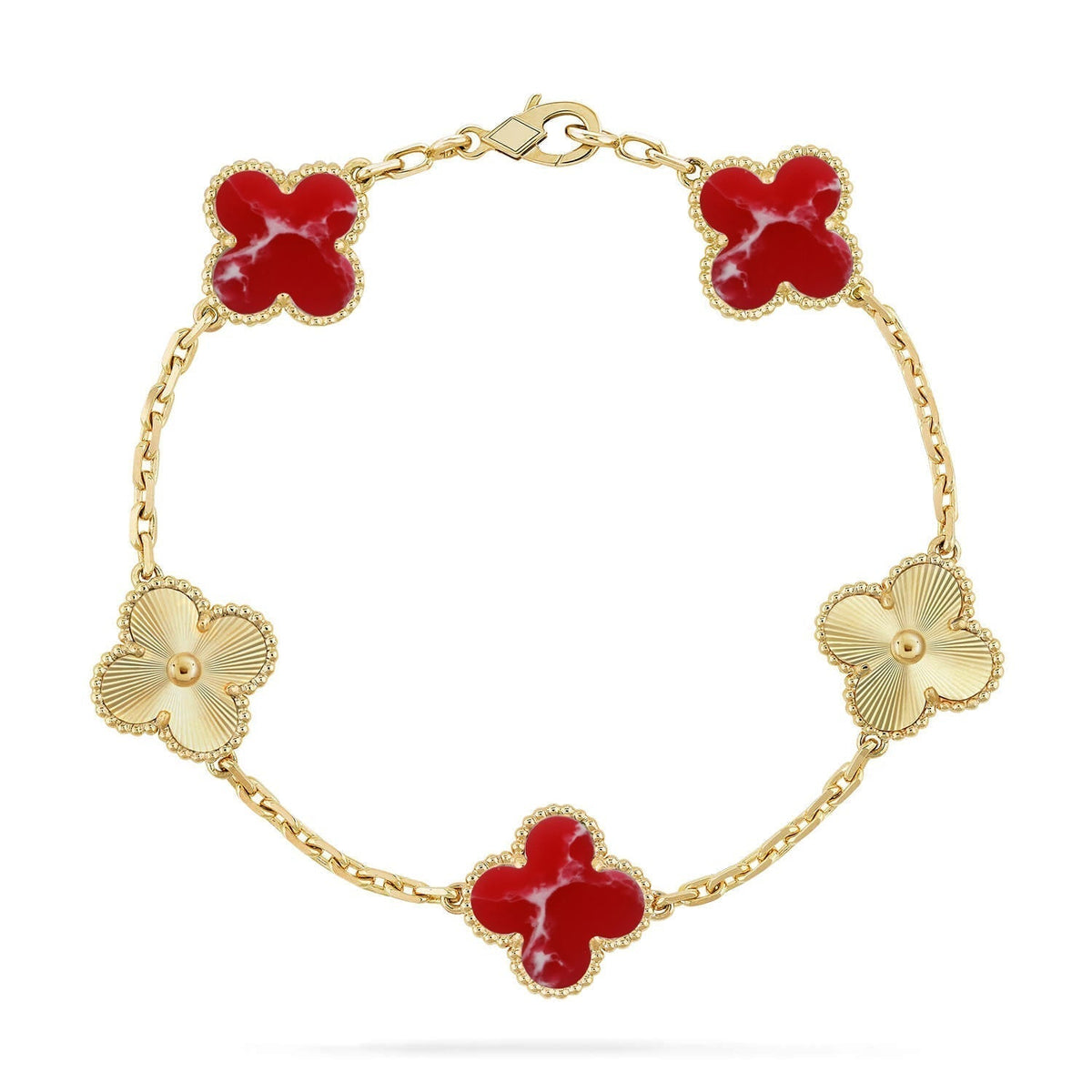 [Cyra] New CLOVER 5 MOTIF RED PATTERN BRACELET COLLECTION
