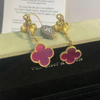 [Cyra] NEUE CLOVER 2 MOTIV OHRRINGE MIT ROSA EMAILLE