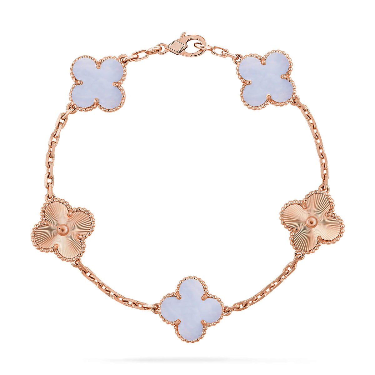 [Cyra] New  CLOVER 5 MOTIF PURPLE CHALCEDONY BRACELET COLLECTION