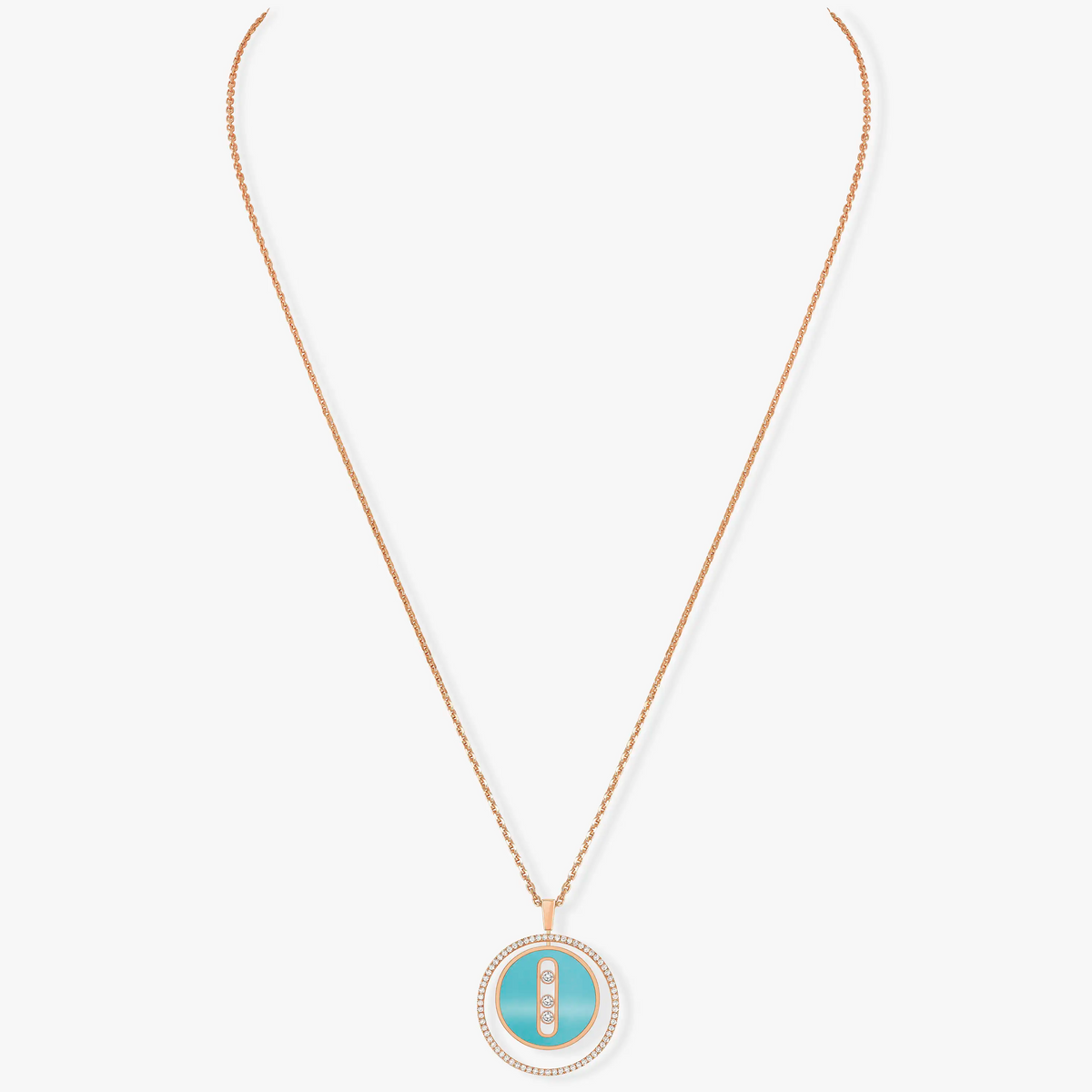 [Cyra]   MOVE 3 DIAMONDS KETTE AUS TÜRKIS, ROSÉGOLD UND DIAMANTEN
