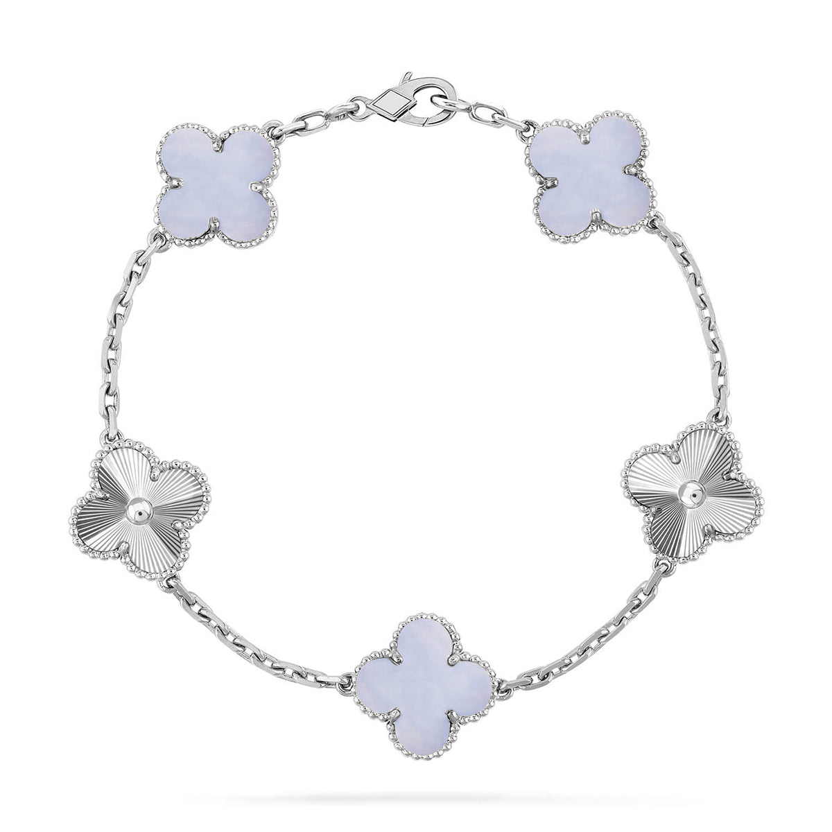 [Cyra] New  CLOVER 5 MOTIF PURPLE CHALCEDONY BRACELET COLLECTION