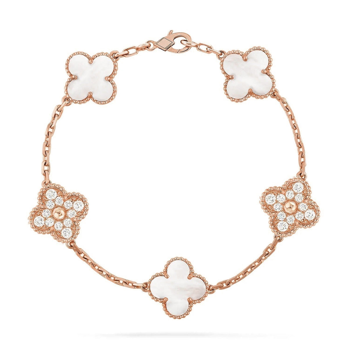 [Cyra] New CLOVER WHITE PEARL MOP 5 MOTIF BRACELET COLLECTION