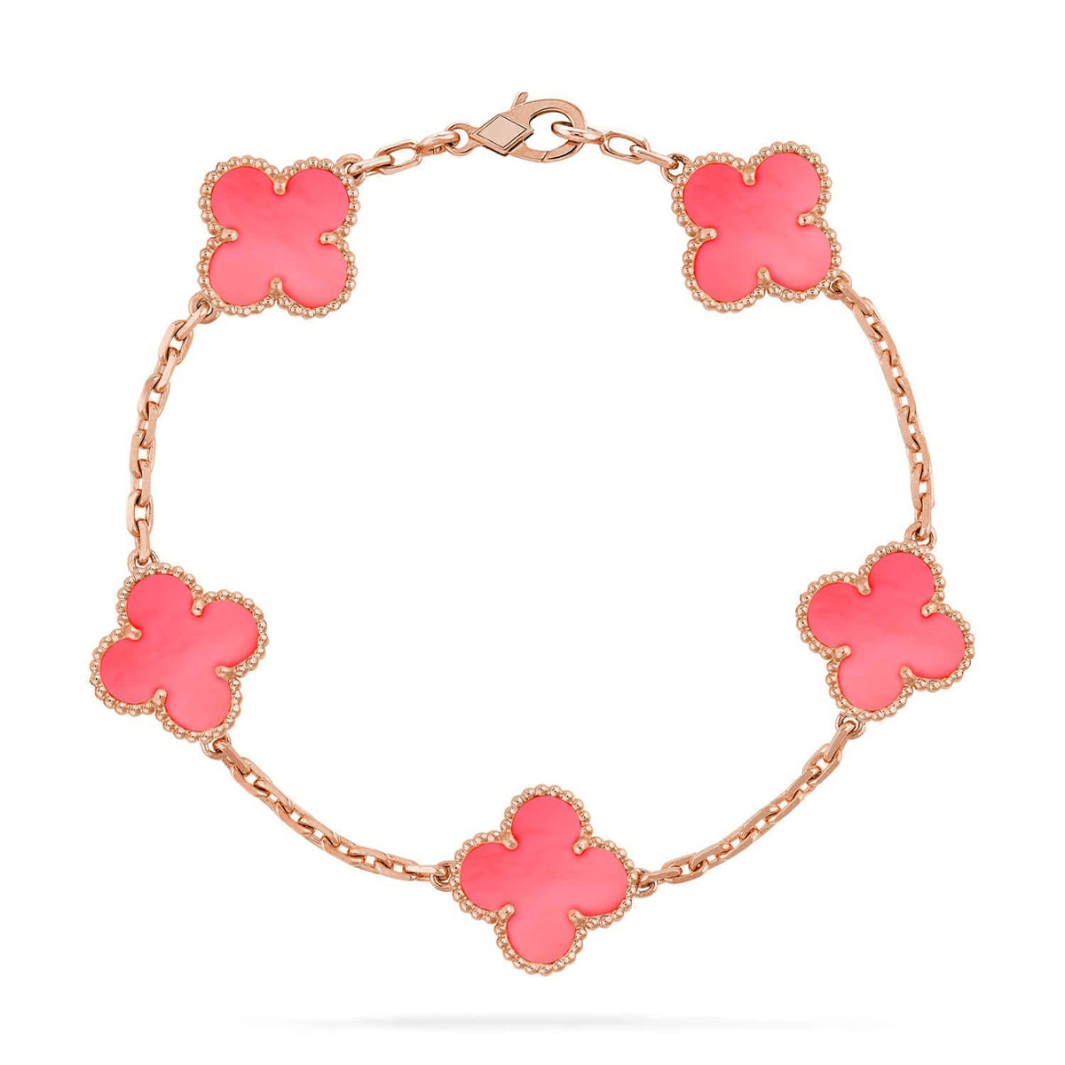 [Cyra] 新作 CLOVER 5 MOTIFS PINK MOP ブレスレット コレクション
