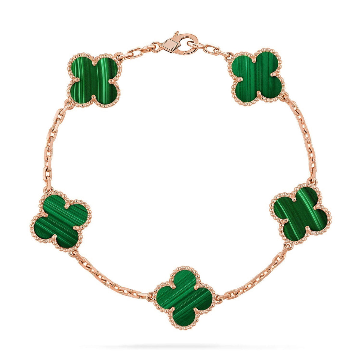 [Cyra] New  CLOVER 5 MOTIF MALACHITE BRACELET COLLECTION