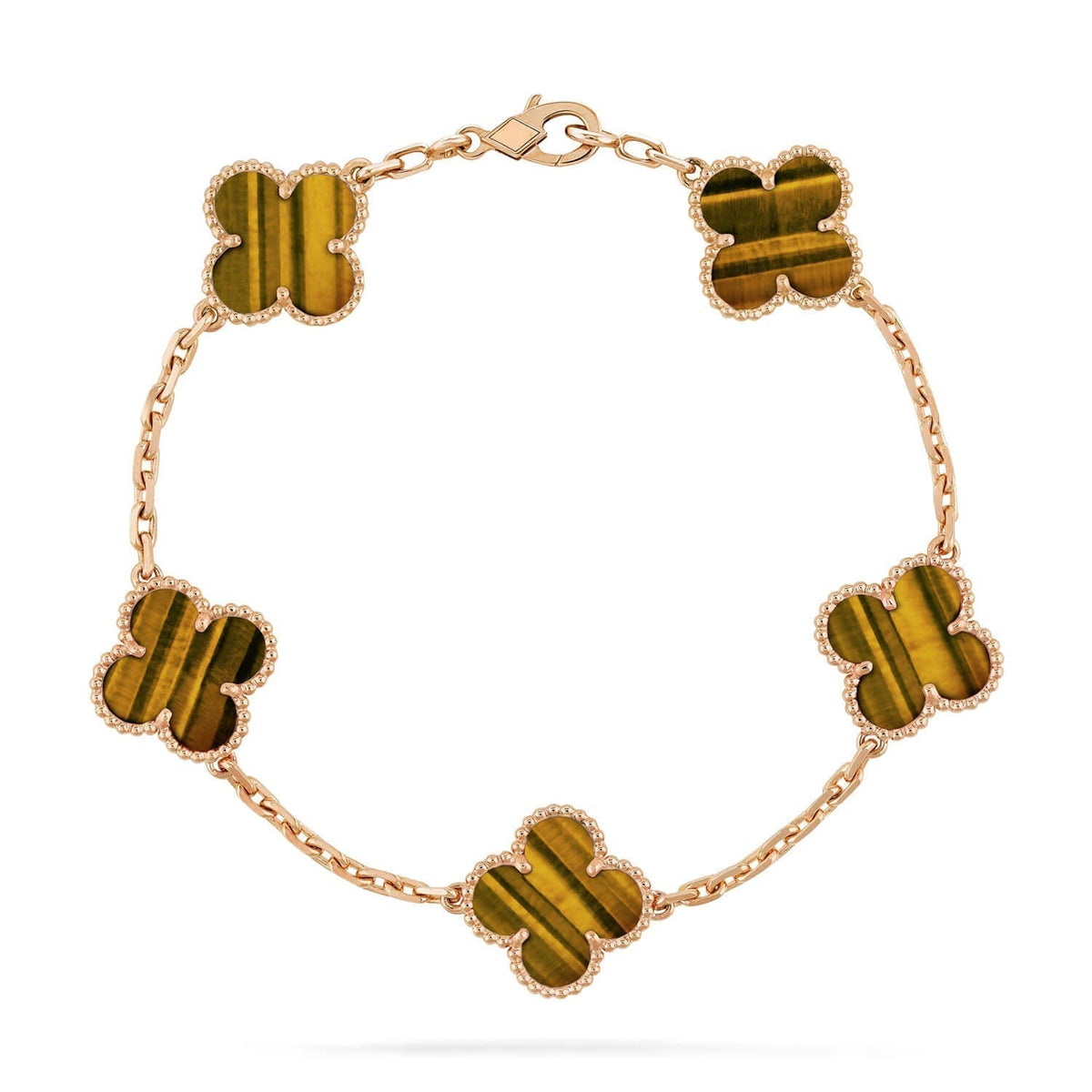 [Cyra] New  CLOVER 5 MOTIFS TIGER EYE BRACELET COLLECTION
