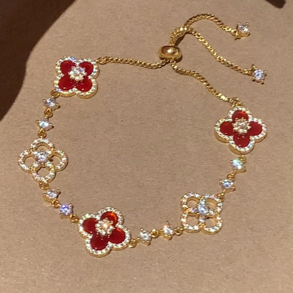 [Cyra]  CLOVER 5 MOTIF PINK BLUE RED WHITE BRACELET