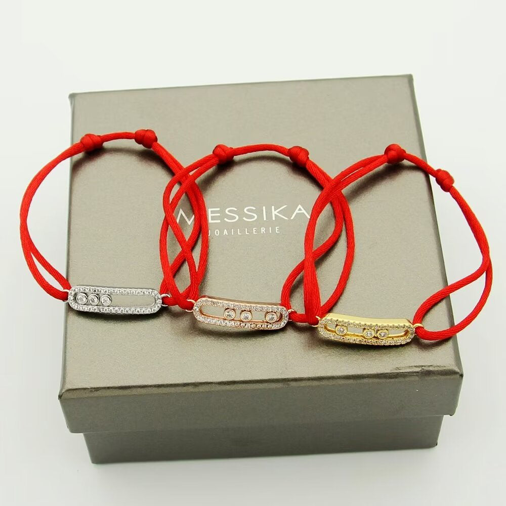[Cyra] Messika Care(s) Armband aus rosafarbenem Kordel mit Pavé-Besatz