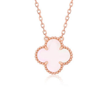 [Cyra] CLOVER 15MM ROSA PERLMUTT EINZELBLÜTEN-HALSKETTE