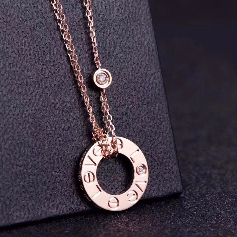 [Cyra]  LOVE NECKLACE 16MM 2 DIAMONDS